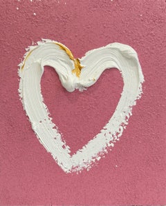 "My Something Bubbly Heart" Pop-Art-Ölgemälde aus Holz mit weißem Floater-Rahmen