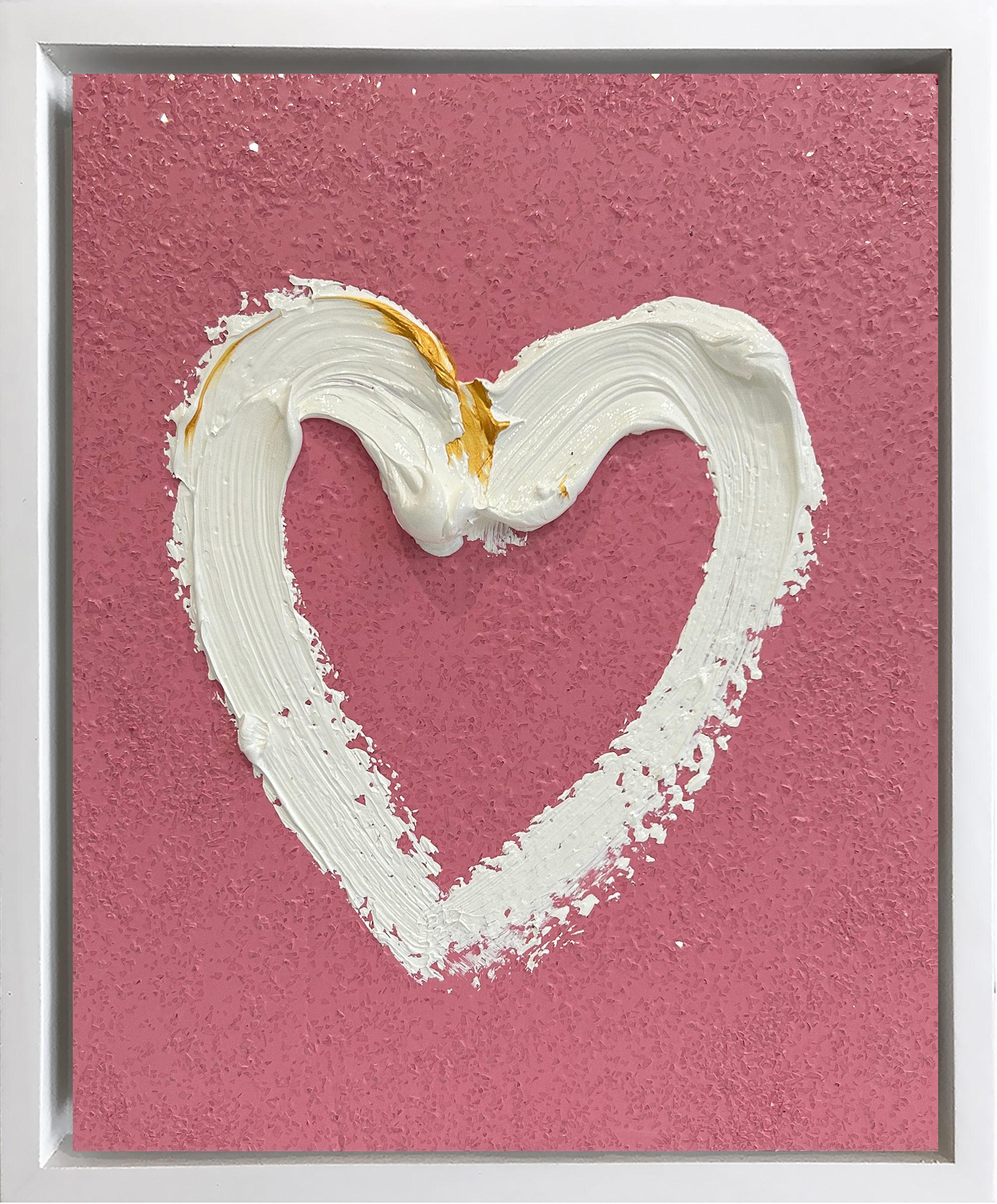 Cindy Shaoul Abstract Painting - "My Something Bubbly Heart" Pop Art Oil Painting Wood with White Floater Frame