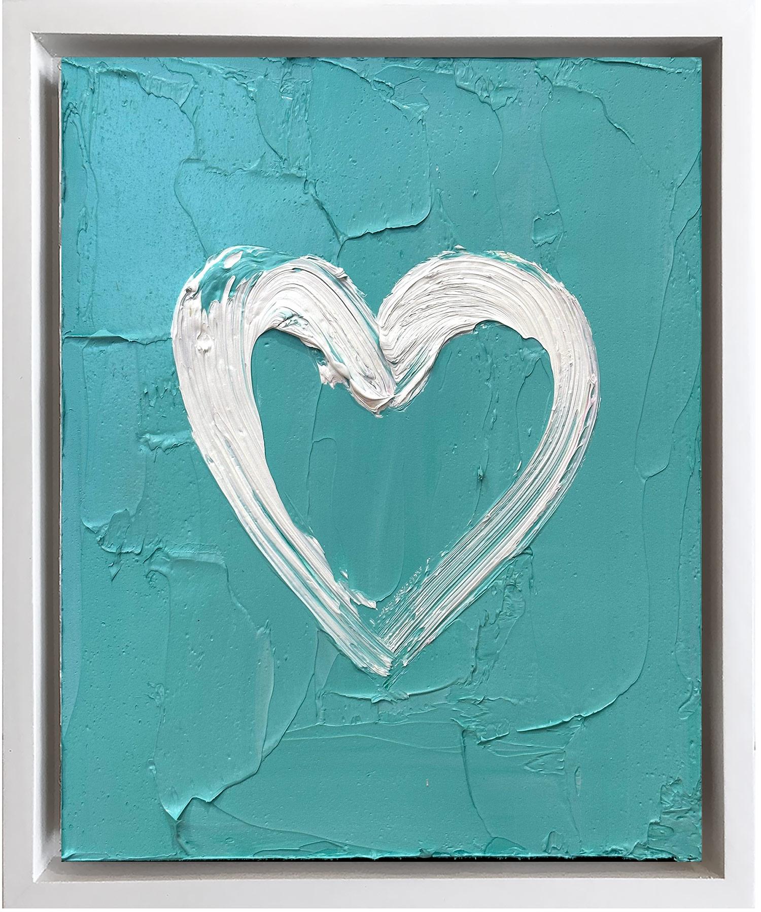 Cindy Shaoul Figurative Painting – „My Something From Tiffany's Heart“ Pop-Art-Ölgemälde mit Floater-Rahmen