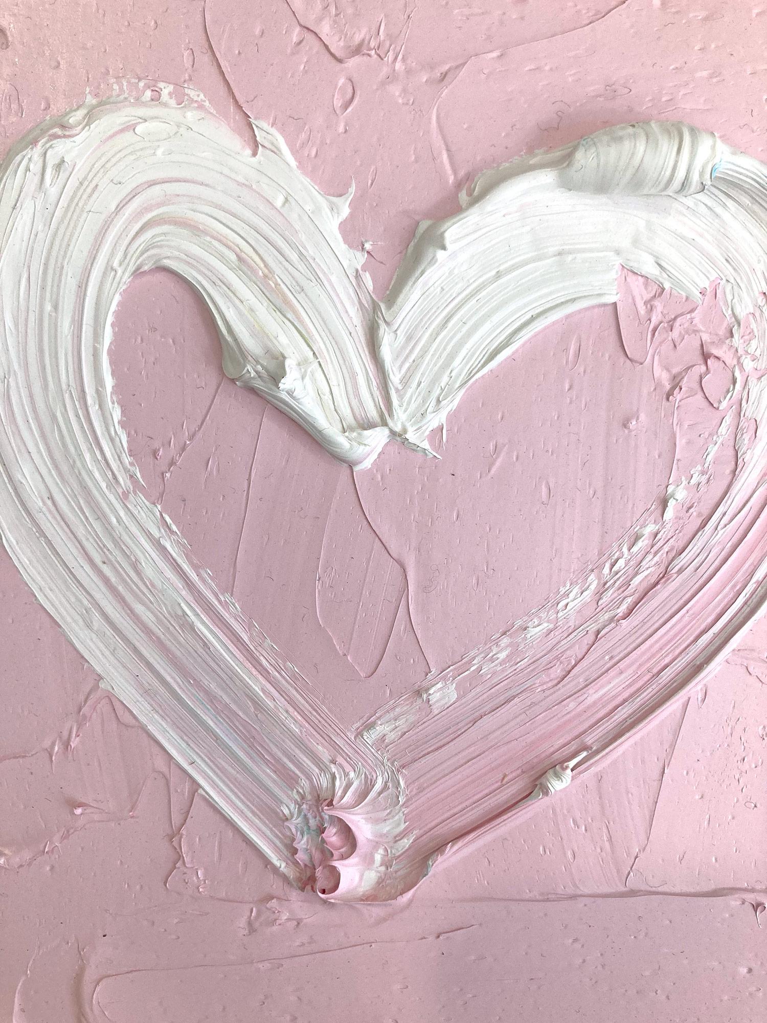 Peinture à l'huile pop art rose « My Something Pink Heart » avec cadre flottant blanc - Contemporain Painting par Cindy Shaoul