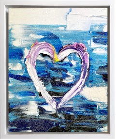 "My Sparkling Heart" Colorful Contemporary Pop Oil Painting w Floater Frame