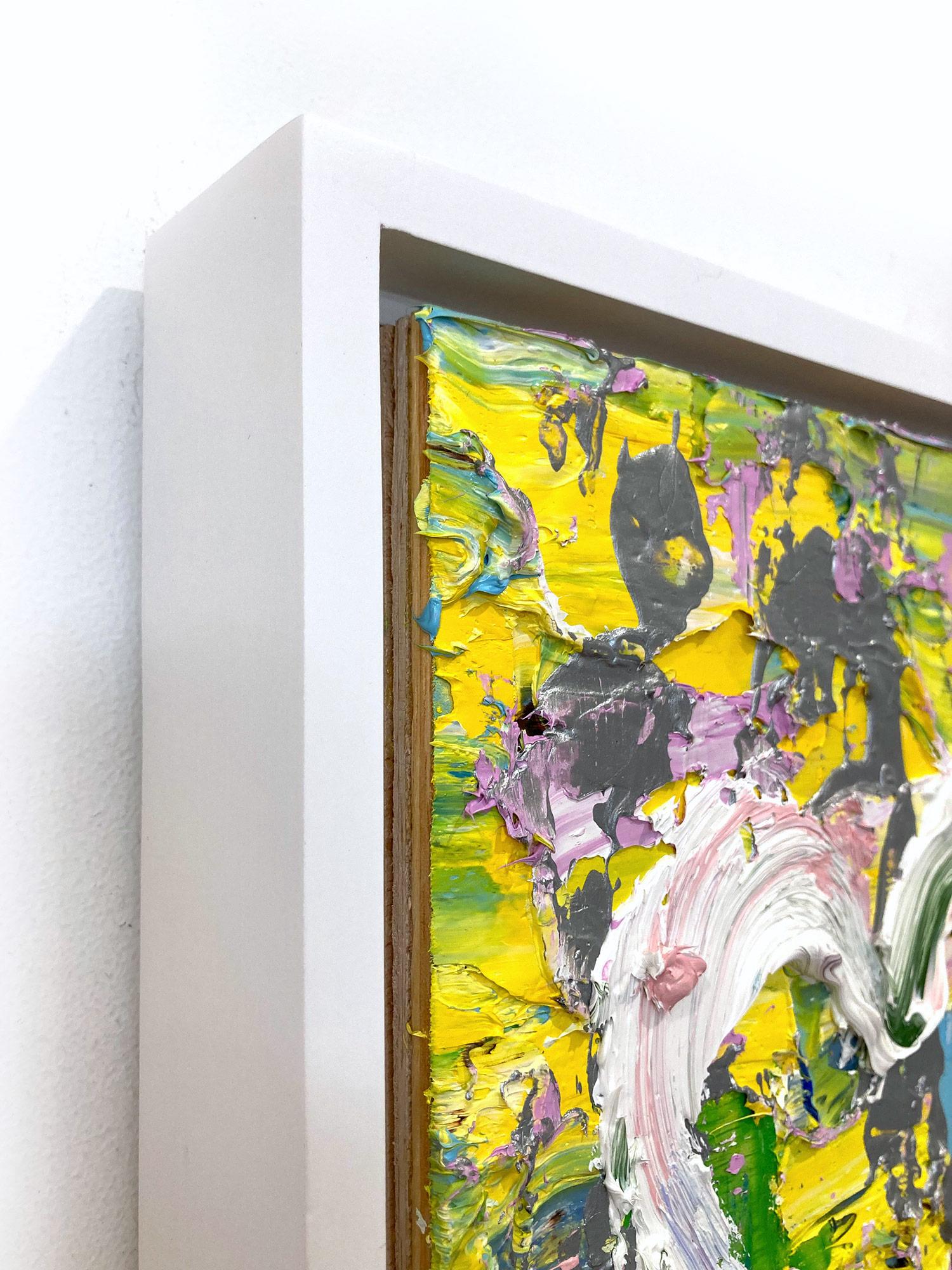 « My Spring in Yves Saint Laurent Heart », peinture à l'huile pop art, cadre flottant blanc en vente 5