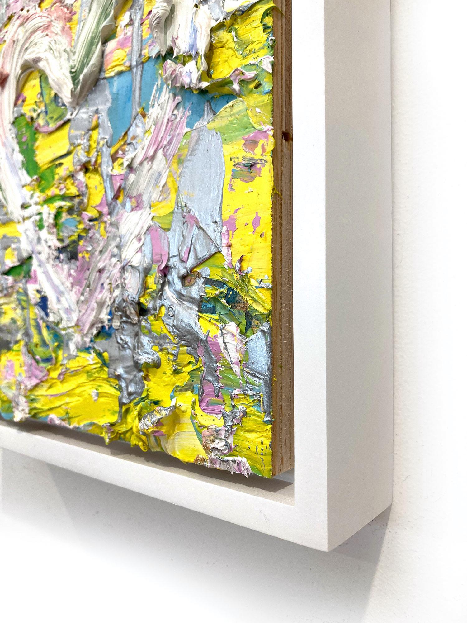 « My Spring in Yves Saint Laurent Heart », peinture à l'huile pop art, cadre flottant blanc en vente 7