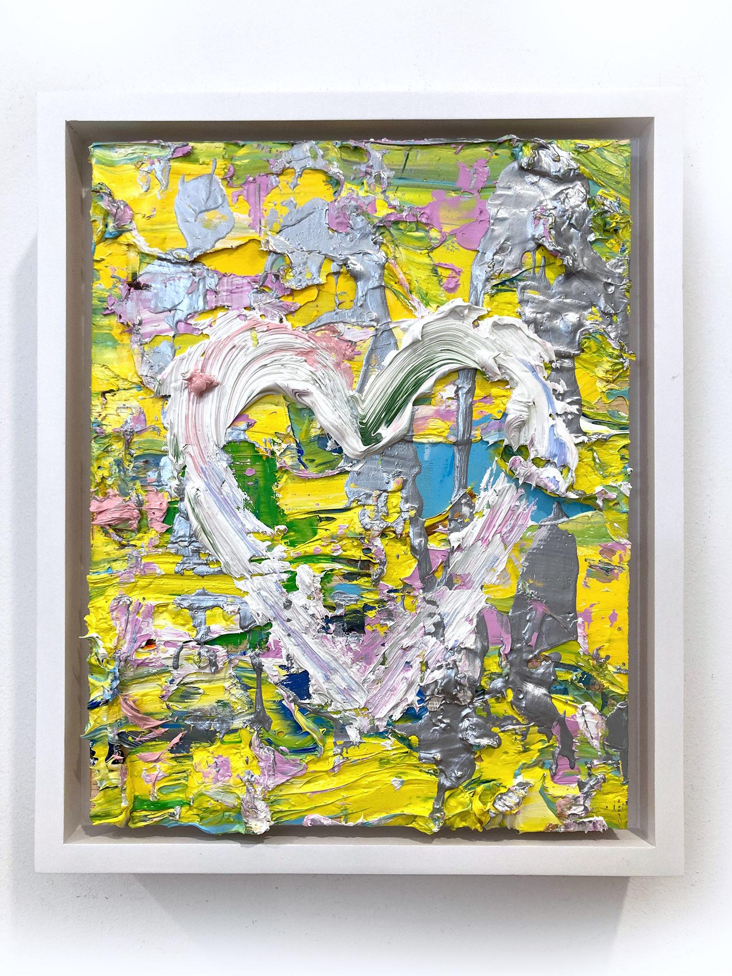 « My Spring in Yves Saint Laurent Heart », peinture à l'huile pop art, cadre flottant blanc en vente 9