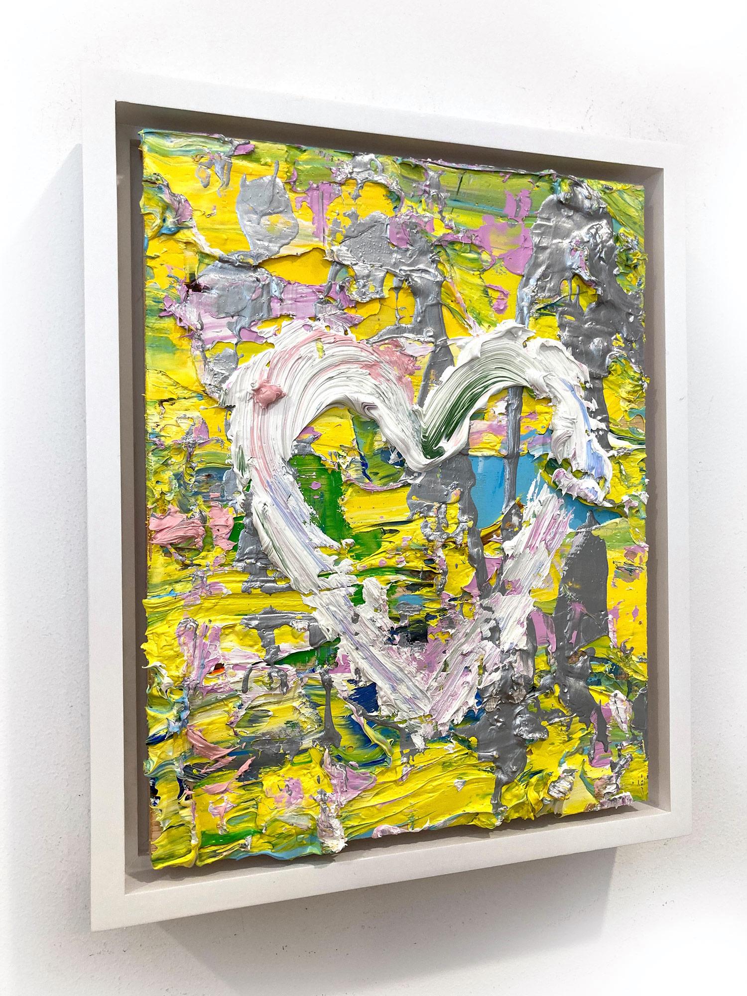 « My Spring in Yves Saint Laurent Heart », peinture à l'huile pop art, cadre flottant blanc en vente 11