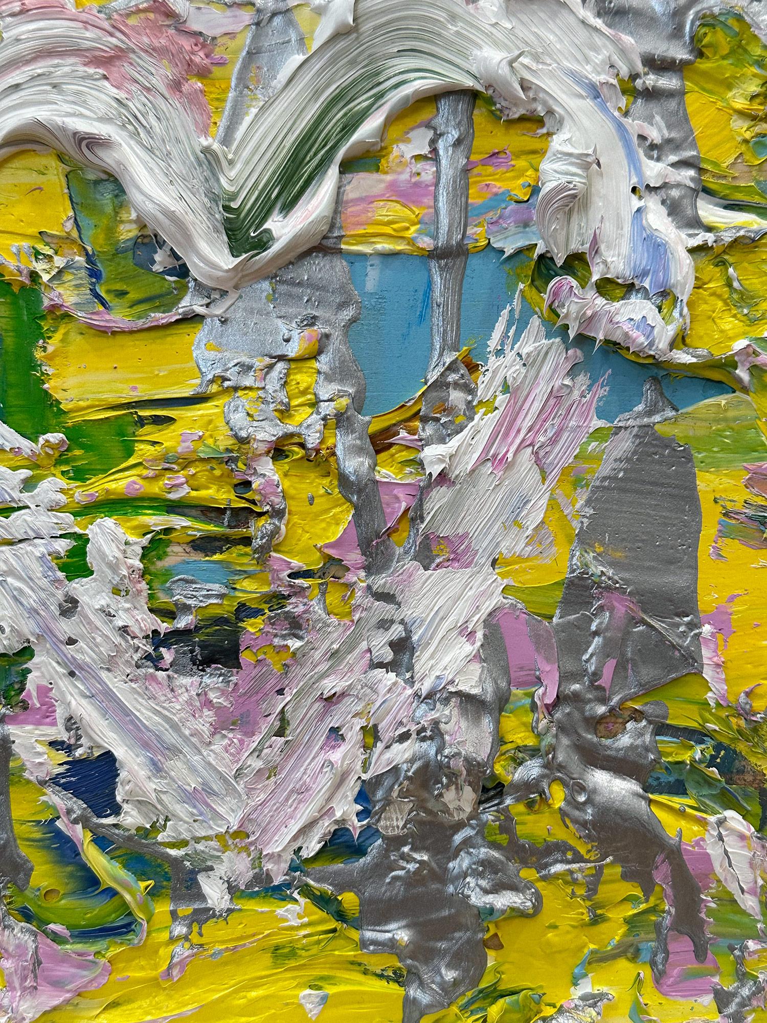 « My Spring in Yves Saint Laurent Heart », peinture à l'huile pop art, cadre flottant blanc en vente 2