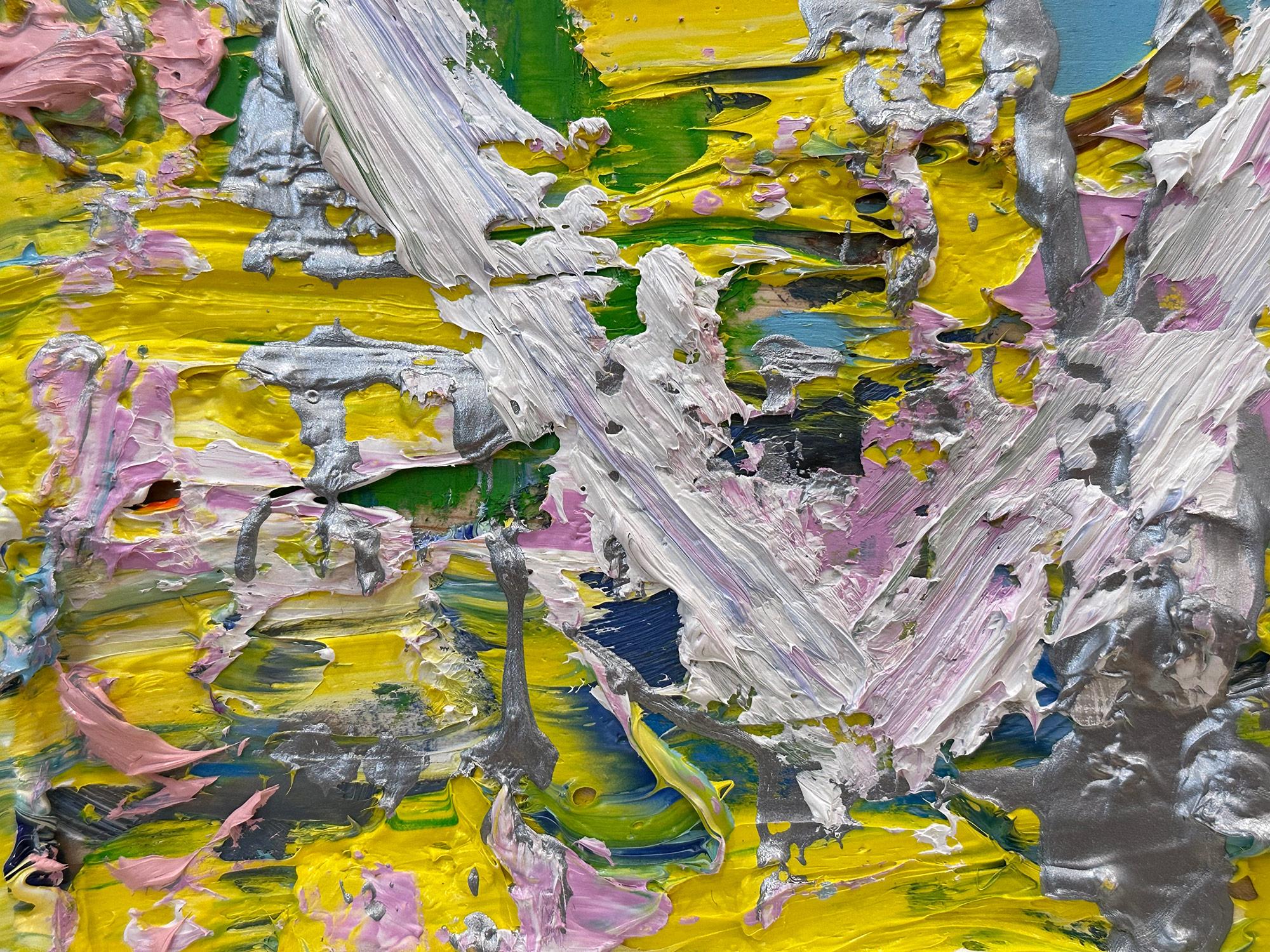 « My Spring in Yves Saint Laurent Heart », peinture à l'huile pop art, cadre flottant blanc en vente 3