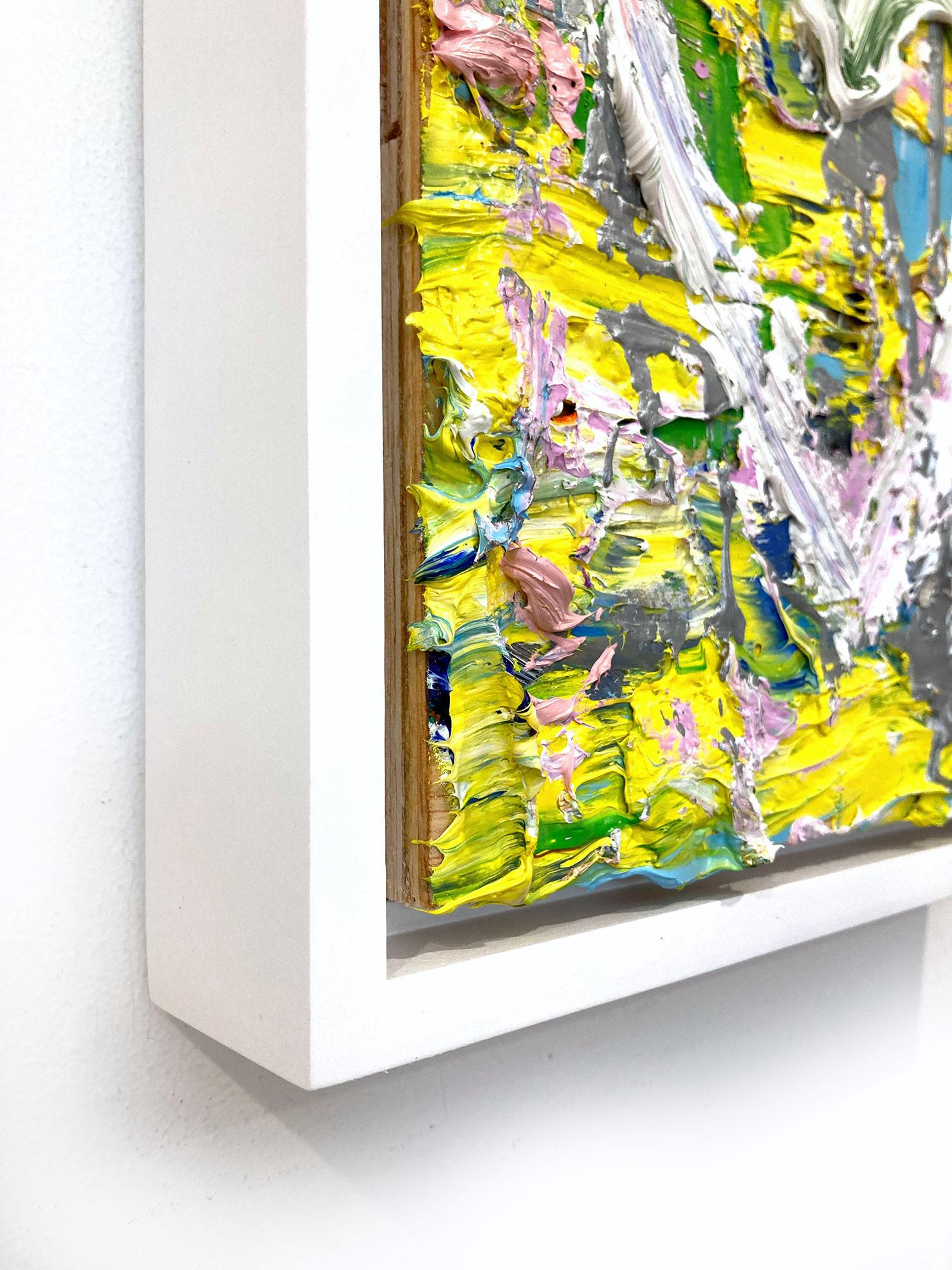 « My Spring in Yves Saint Laurent Heart », peinture à l'huile pop art, cadre flottant blanc en vente 4