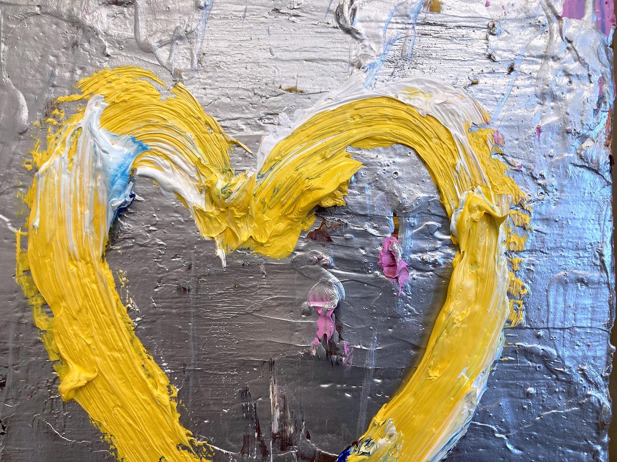 „My Bright Star Heart“ Buntes Ölgemälde auf Holz mit weißem Floater-Rahmen, farbenfrohes Ölgemälde im Angebot 3