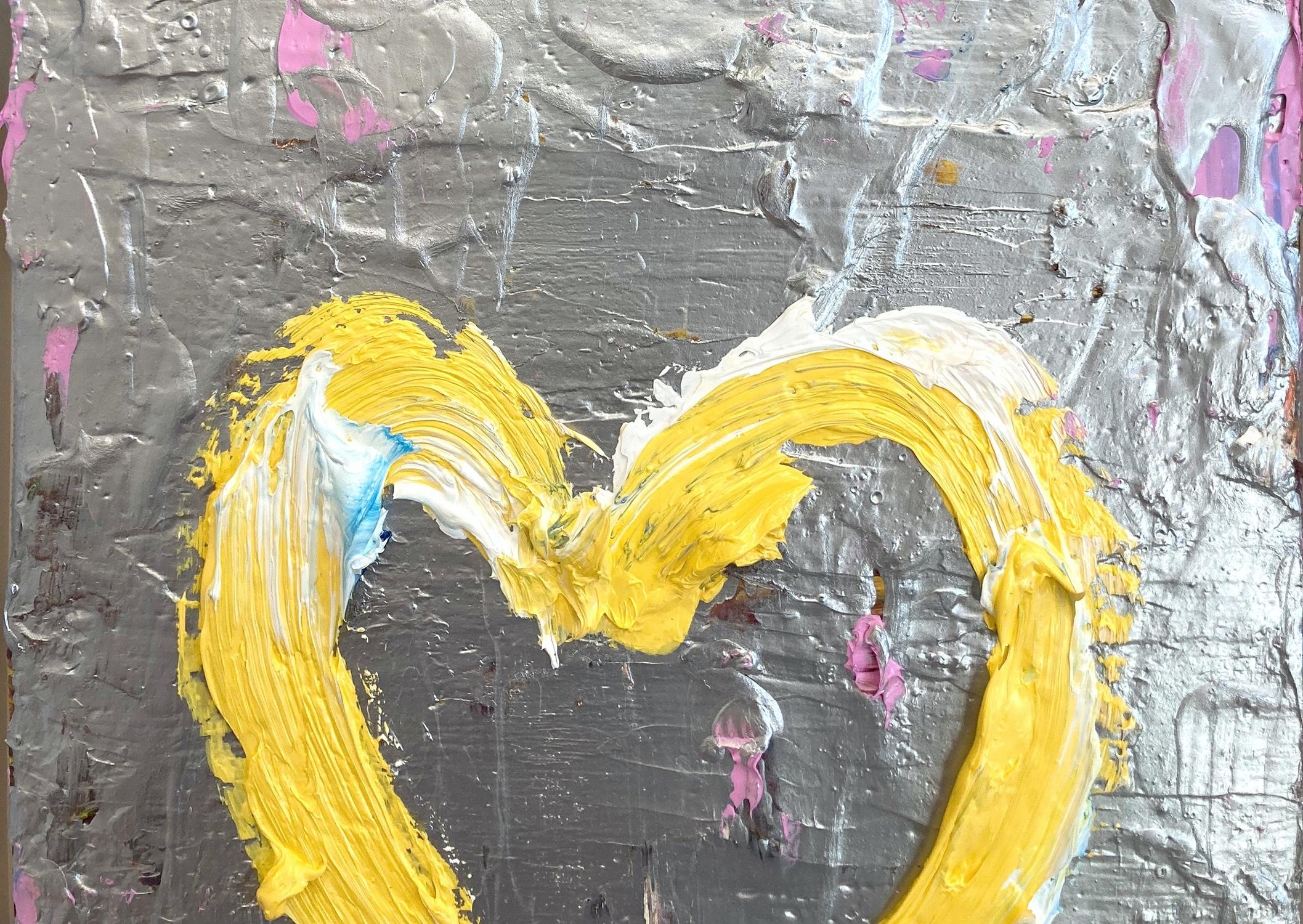 „My Bright Star Heart“ Buntes Ölgemälde auf Holz mit weißem Floater-Rahmen, farbenfrohes Ölgemälde (Zeitgenössisch), Painting, von Cindy Shaoul