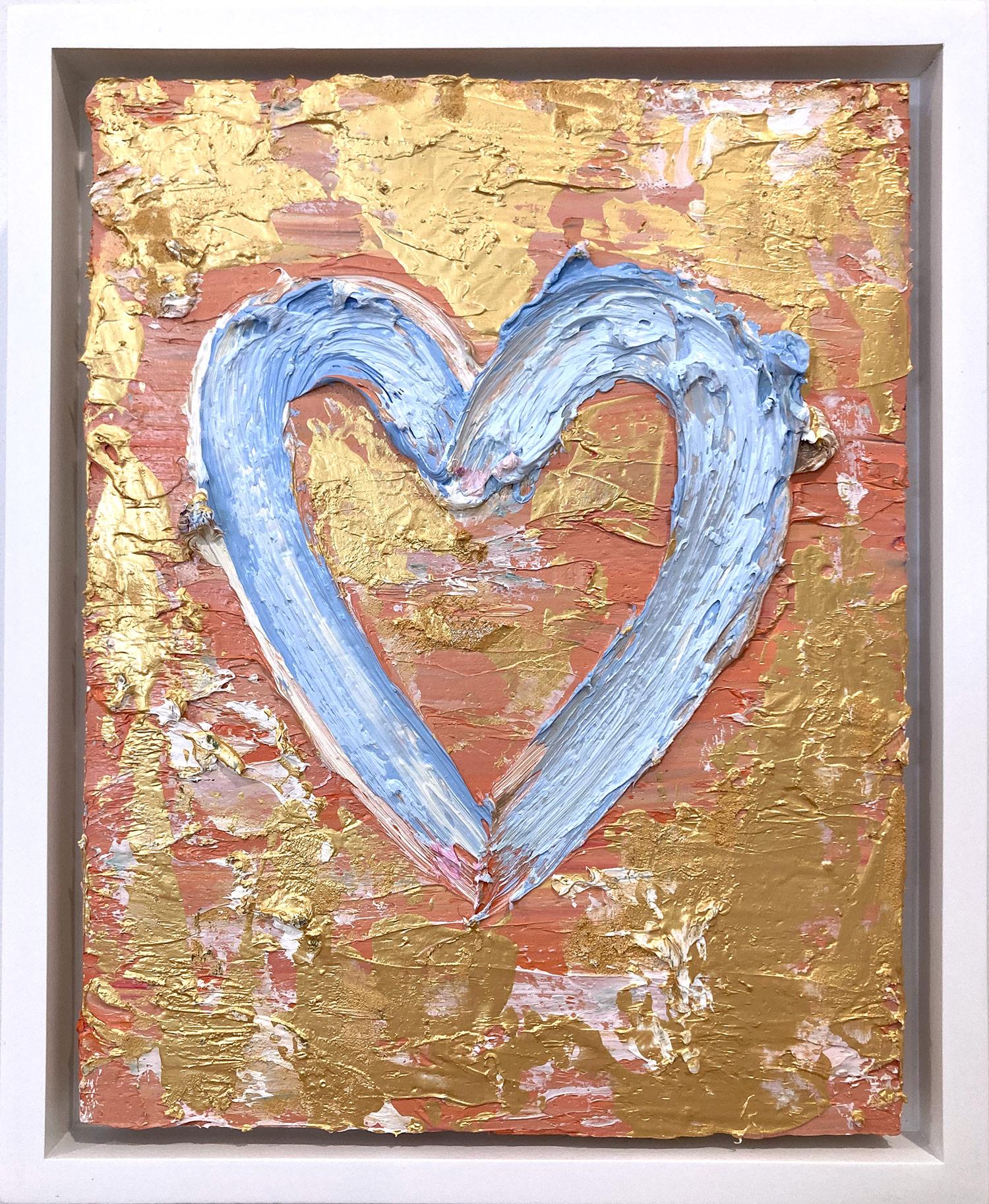 Cindy Shaoul Figurative Painting – „My St. Barts Kissed Heart“, farbenfrohes Pop-Art-Ölgemälde, Ölgemälde und weißer Floater-Rahmen