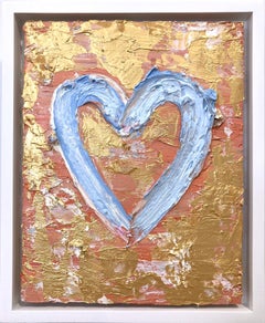 « My St. Barts Kissed Heart », peinture à l'huile pop art colorée et cadre flottant blanc