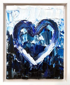 "My St. Tropez Heart" Turquoise & Blue Pop Oil Painting with White Floater Frame