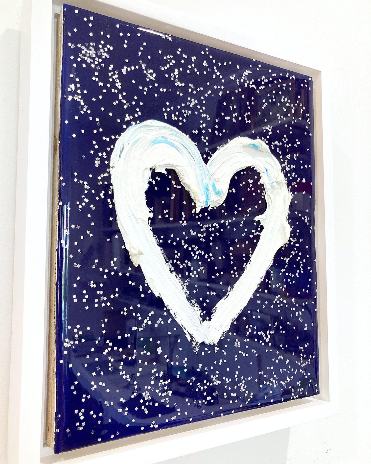 Peinture à l'huile contemporaine Pop Art « My Starry Night Heart » avec cadre flottant - Painting de Cindy Shaoul