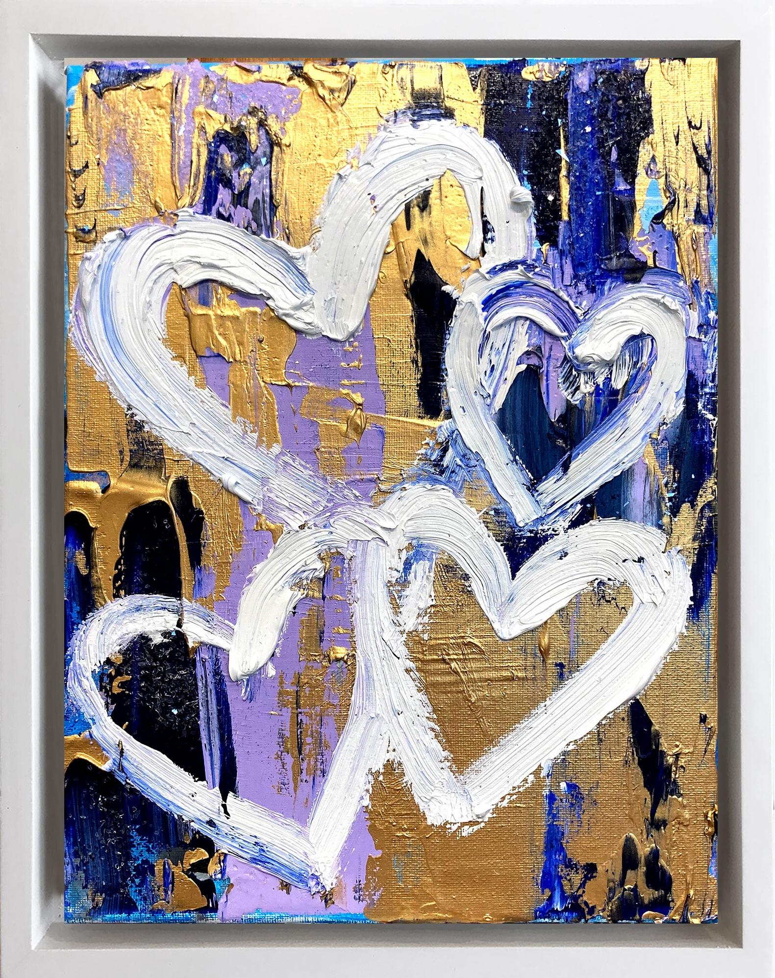 Cindy Shaoul Abstract Painting - "My Starry Night Hearts" Contemporary Oil Painting on Canvas & Diamond Dust