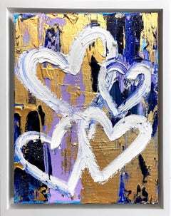 "My Starry Night Hearts" Contemporary Oil Painting on Canvas & Diamond Dust