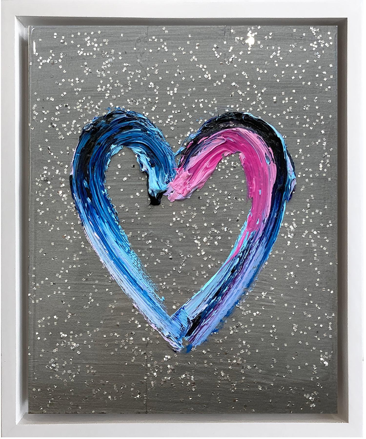 Cindy Shaoul Abstract Painting - "My Stellar Lights Heart" Contemporary Pop Oil Painting with Floater Frame