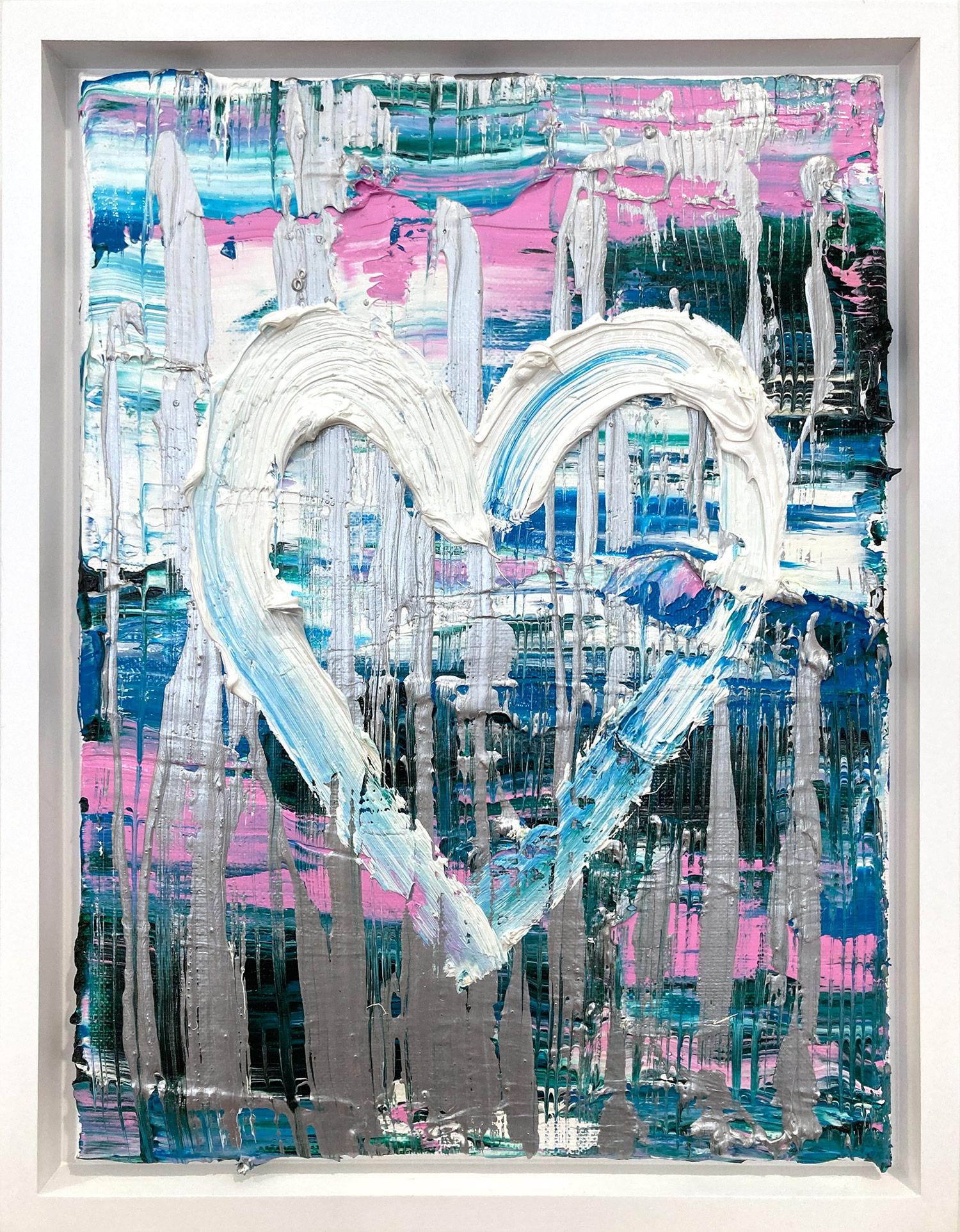 Abstract Painting Cindy Shaoul - "My Sterling Twilight to Midnight Heart" Peinture contemporaine multicolore encadrée