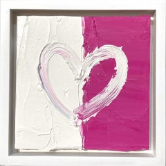 "My Strawberry & Cream Heart" Pink Contemporary Oil Painting with Floater Frame
