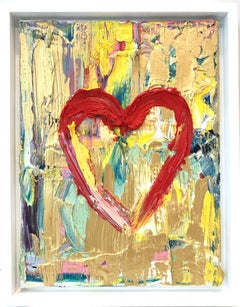 My Strawberry Fields Heart Multicolor Contemporary Oil Painting & Floater Frame