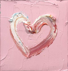 "My Strawberry Shortcake Heart" Pink Pop Art Oil Painting & White Floater Frame