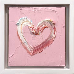 Used "My Strawberry Shortcake Heart" Pink Pop Art Oil Painting & White Floater Frame