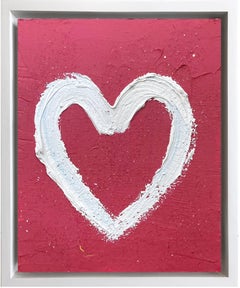 "My Sun Kissed Heart" Contemporary Pop Oil Painting Wood w White Floater Frame