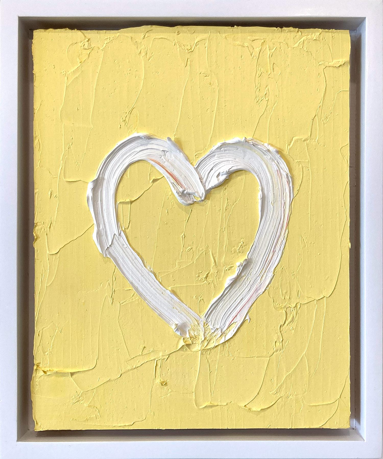 "My Sunny Heart" Contemporary Pop Art Yellow Oil Painting w Floater Frame