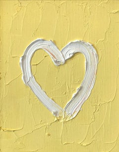 "My Sunshine Heart" Contemporary Pop Art Yellow Oil Painting with Floater Frame