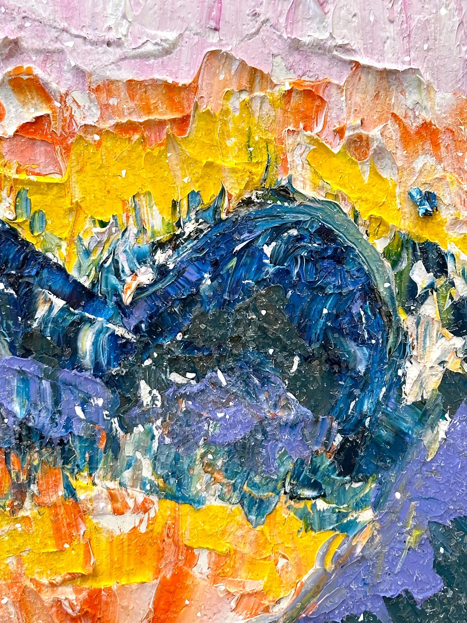 „My Swarovski Rainbow Heart“ Buntes Pop-Art-Ölgemälde, Weißes Floater-Rahmen mit Regenbogenmuster (Zeitgenössisch), Painting, von Cindy Shaoul