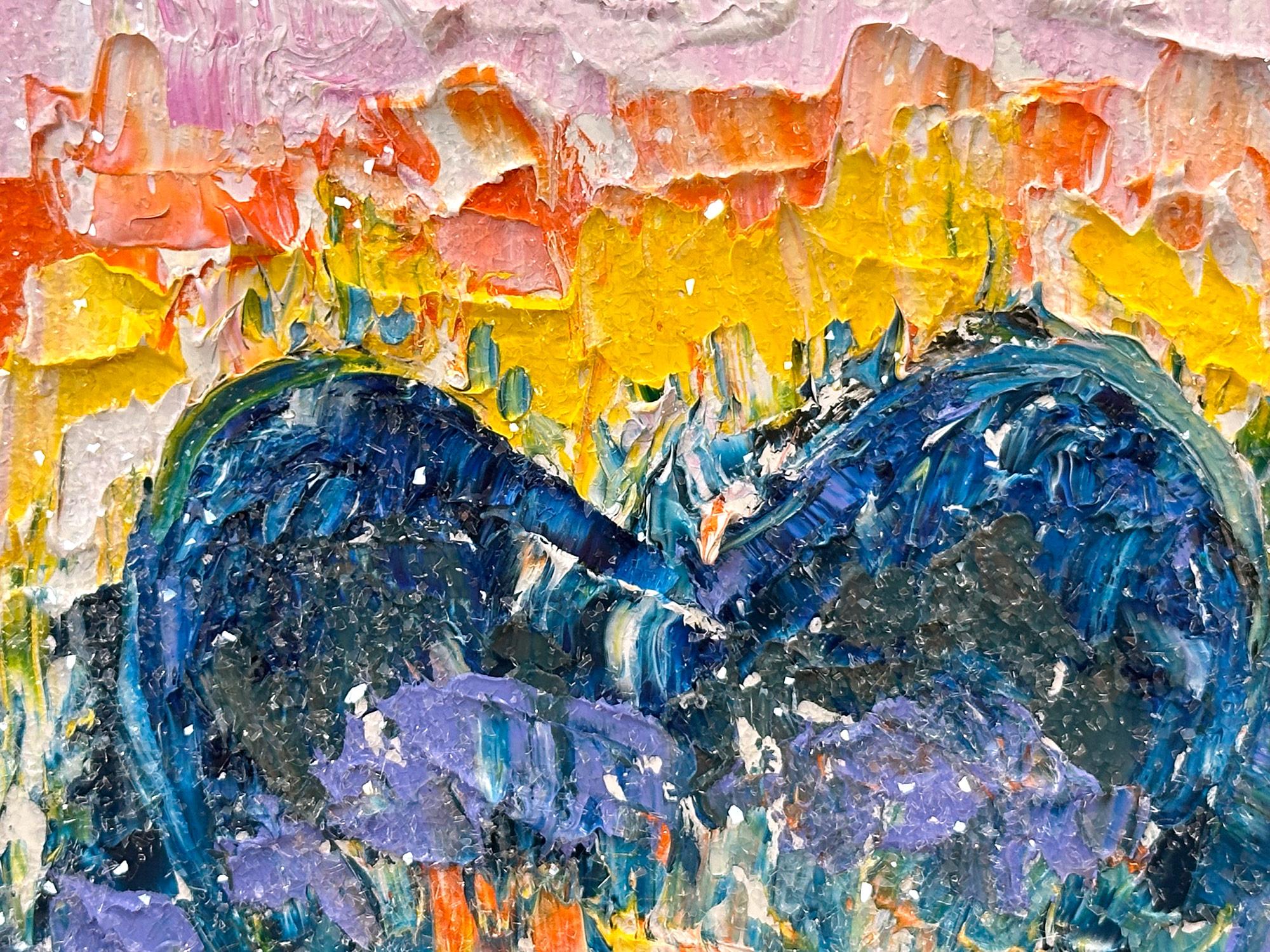 « My Swarovski Rainbow Heart », peinture à l'huile pop art colorée, cadre flottant blanc en vente 1