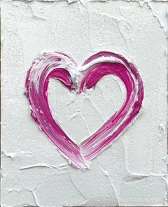 "My Sweet Heart" Contemporary Oil Painting on Wood White Floater Frame