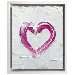 "My Sweet Heart" Contemporary Oil Painting on Wood White Floater Frame