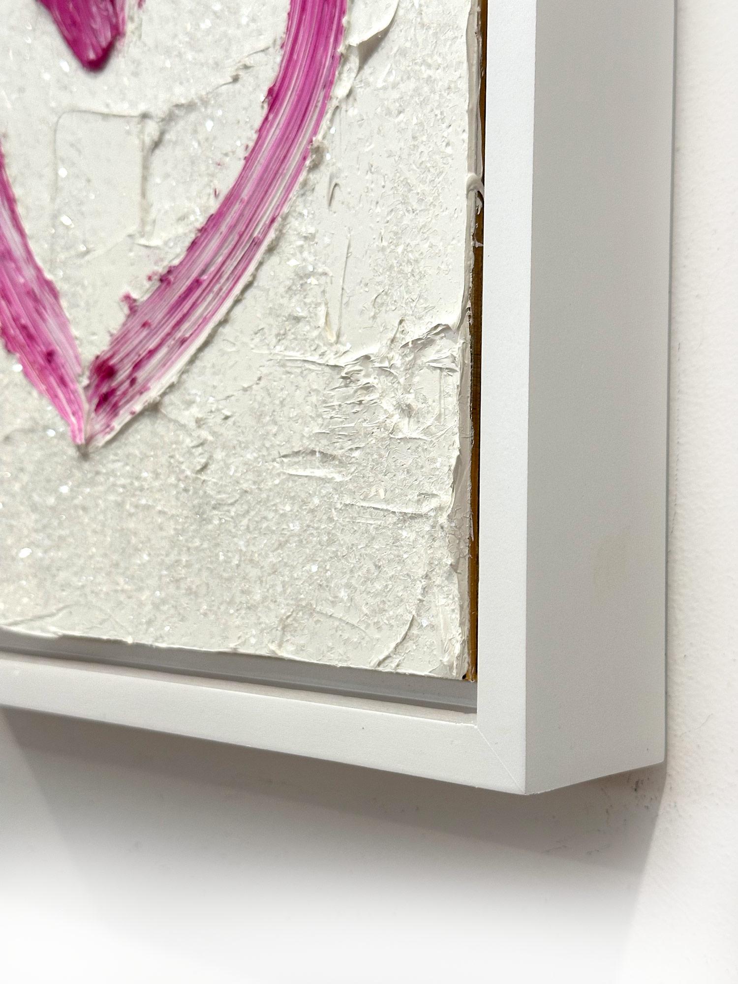 Pittura ad olio pop art rosa e bianca 