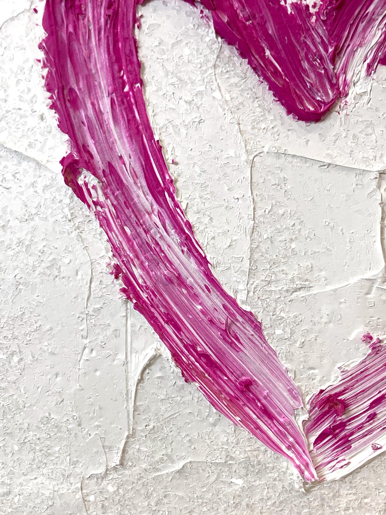Pittura ad olio pop art rosa e bianca 