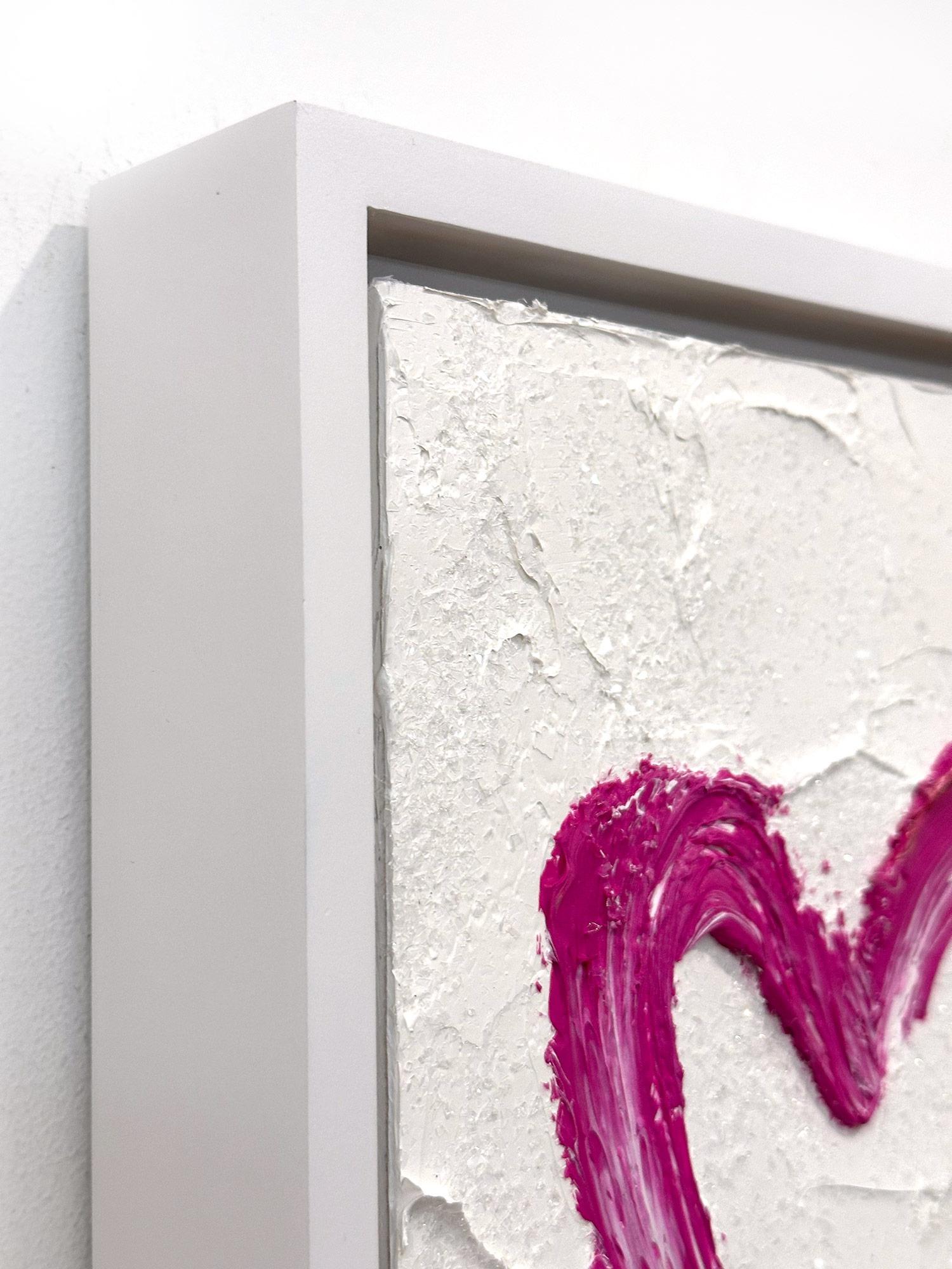 Pittura ad olio pop art rosa e bianca 