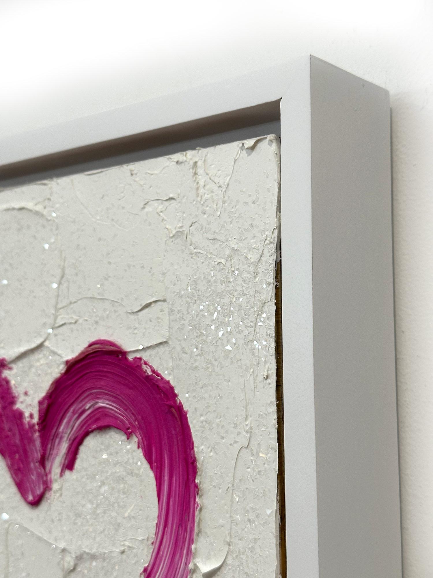 Pittura ad olio pop art rosa e bianca 