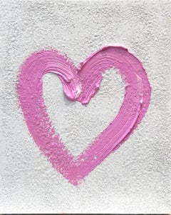 "My Sweet Heart" Pink & White Pop Art Ölgemälde Holz w White Floater Frame