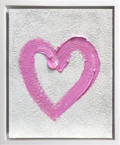 "My Sweet Heart" Pink & White Pop Art Ölgemälde Holz w White Floater Frame