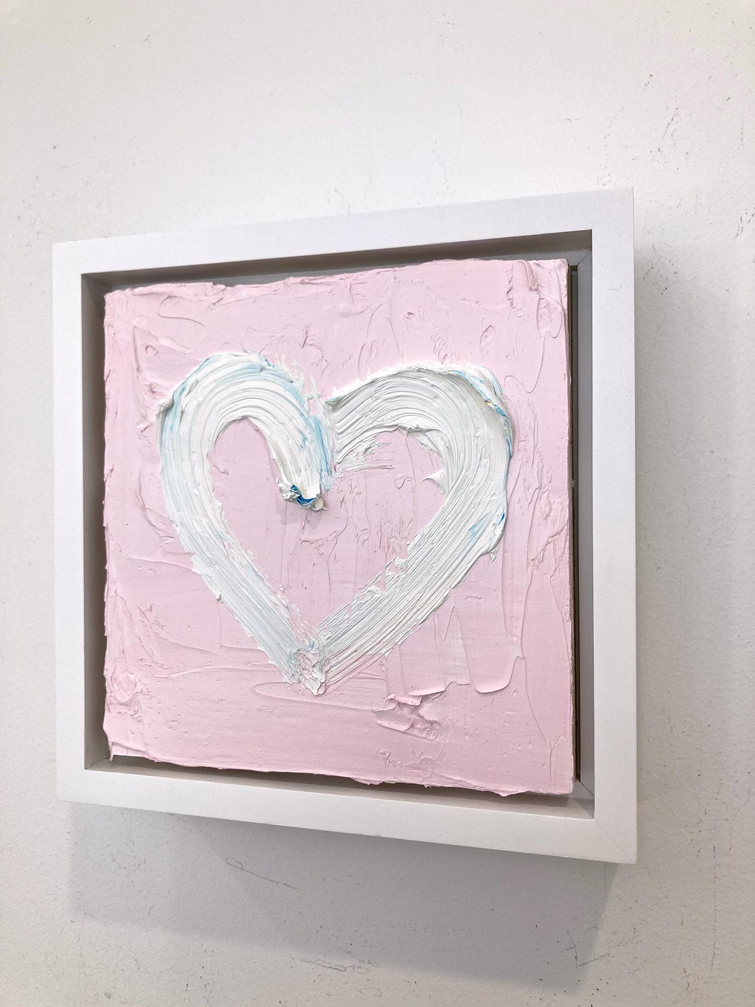„My Sweet Heart“ Weißes & rosafarbenes Pop-Art-Ölgemälde mit weißem Floater-Rahmen im Angebot 7