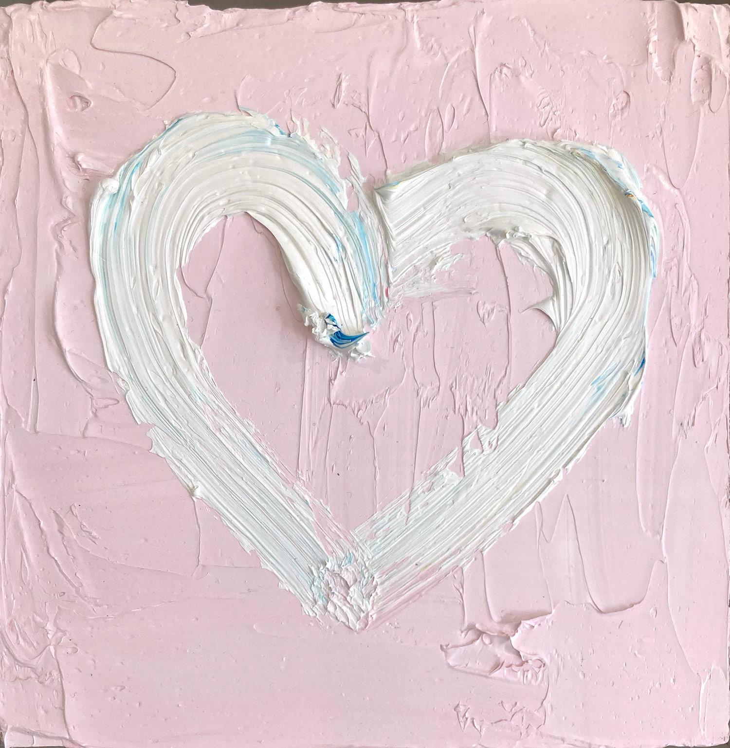 „My Sweet Heart“ Weißes & rosafarbenes Pop-Art-Ölgemälde mit weißem Floater-Rahmen – Painting von Cindy Shaoul