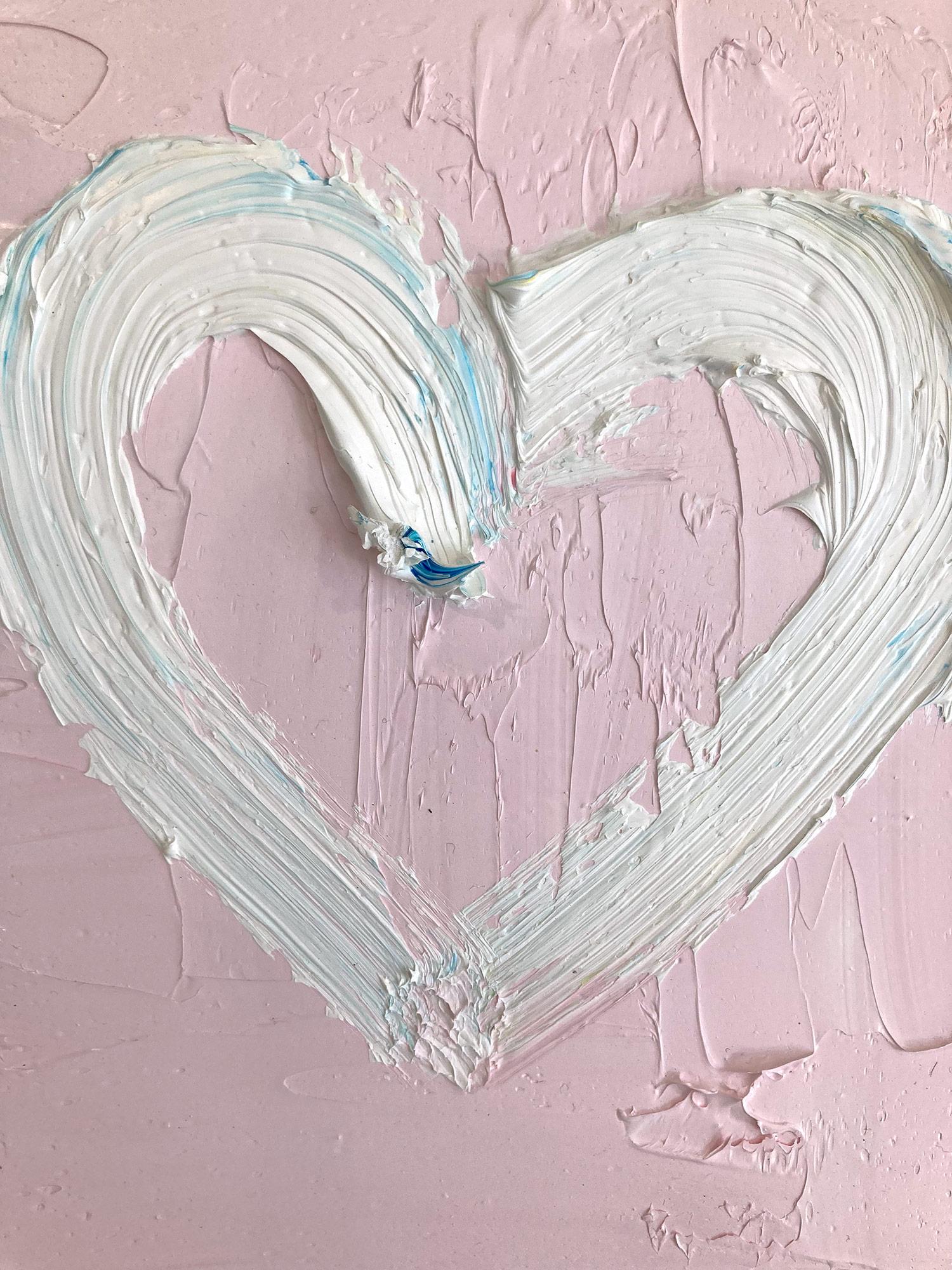 « My Sweet Heart », peinture à l'huile pop art blanche et rose avec cadre flottant blanc - Contemporain Painting par Cindy Shaoul