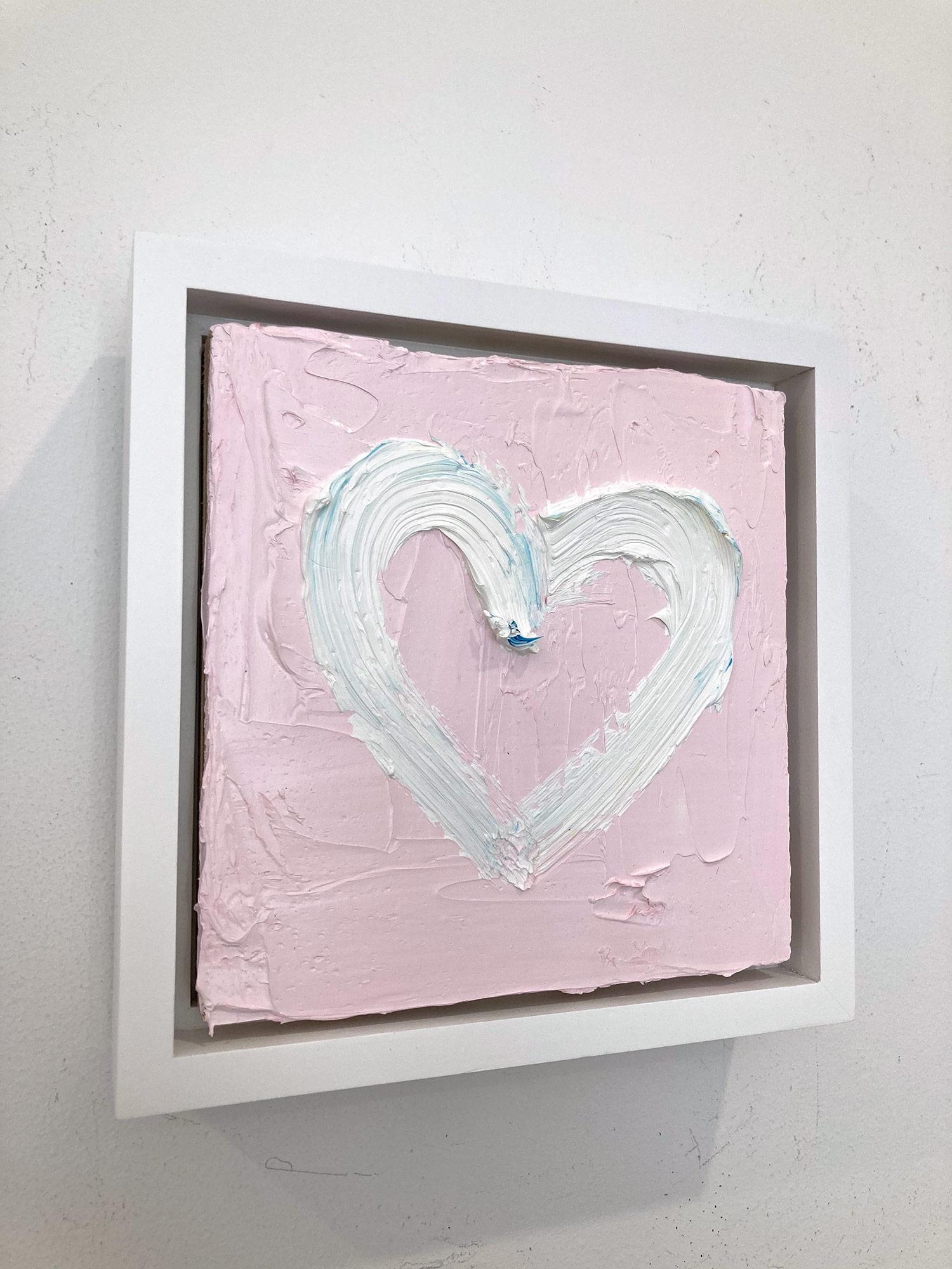 „My Sweet Heart“ Weißes & rosafarbenes Pop-Art-Ölgemälde mit weißem Floater-Rahmen im Angebot 1