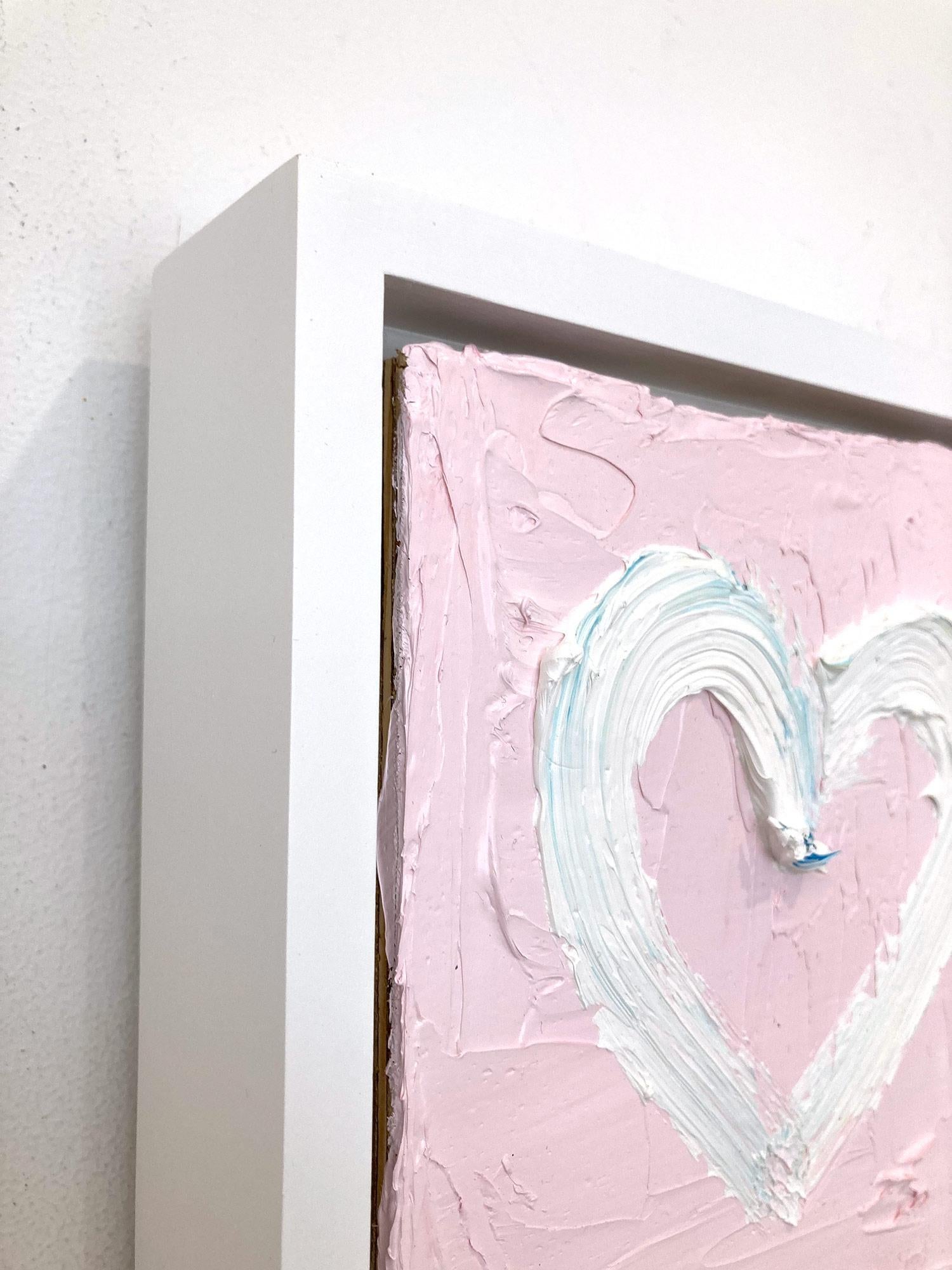 « My Sweet Heart », peinture à l'huile pop art blanche et rose avec cadre flottant blanc en vente 2