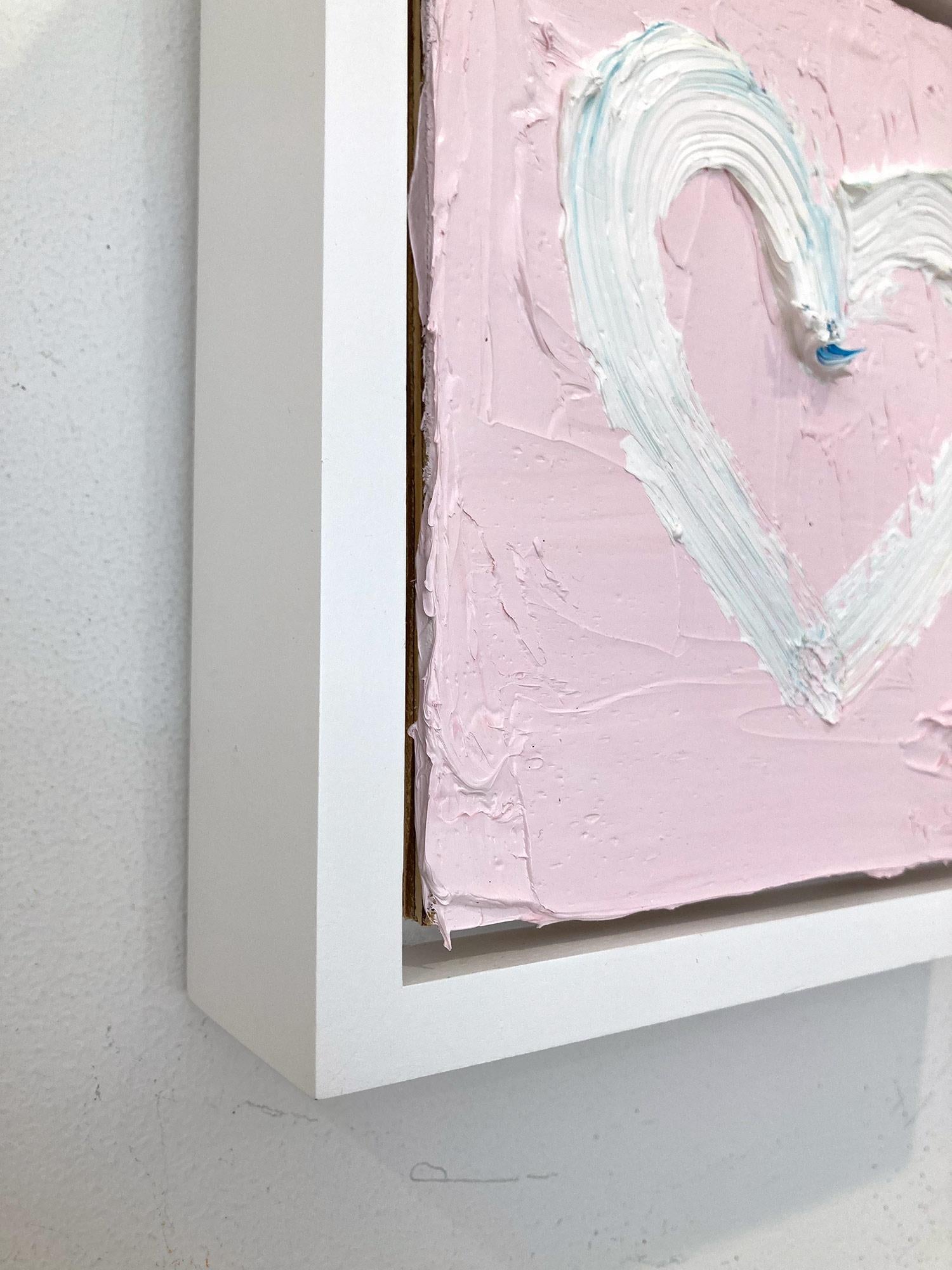 « My Sweet Heart », peinture à l'huile pop art blanche et rose avec cadre flottant blanc en vente 3