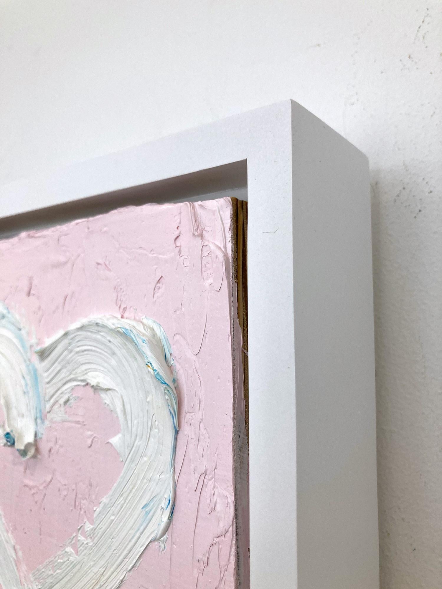 « My Sweet Heart », peinture à l'huile pop art blanche et rose avec cadre flottant blanc en vente 4
