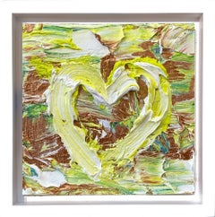 "My Tahiti Lime Heart" Peinture à l'huile Pop Art colorée dans un cadre flottant blanc