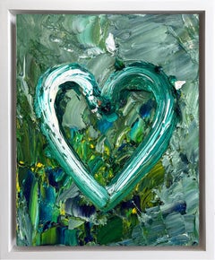 "Il mio cuore da campagna francese" Pittura a olio pop su Wood con cornice