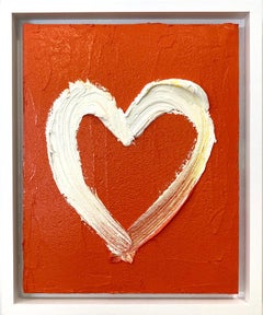 "My Tangerine Kissed Heart" Pop Oil Painting on Wood with White Floater Frame
