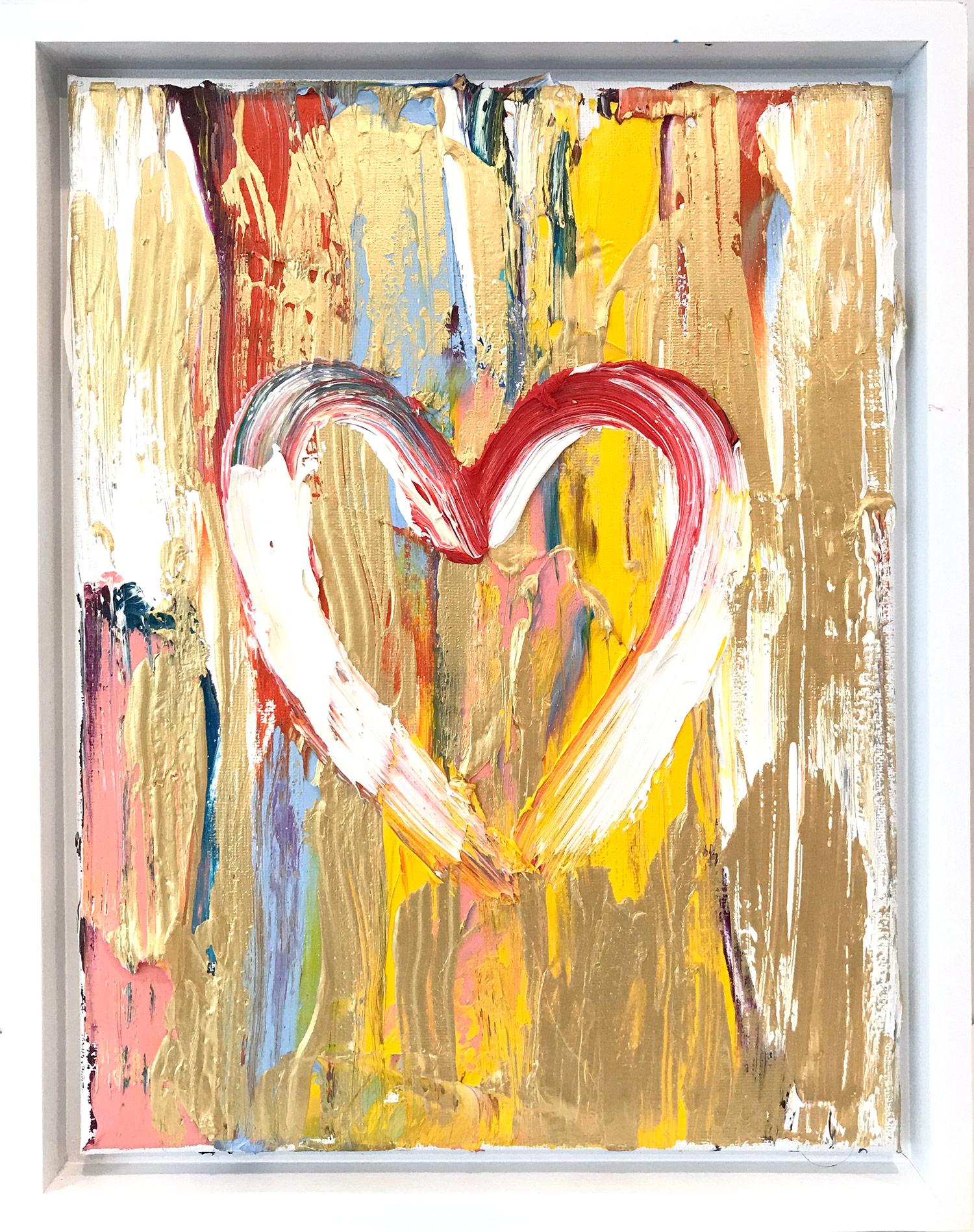 Cindy Shaoul Figurative Painting - My Taste the Rainbow Heart -Multicolor Contemporary Oil Painting & Floater Frame